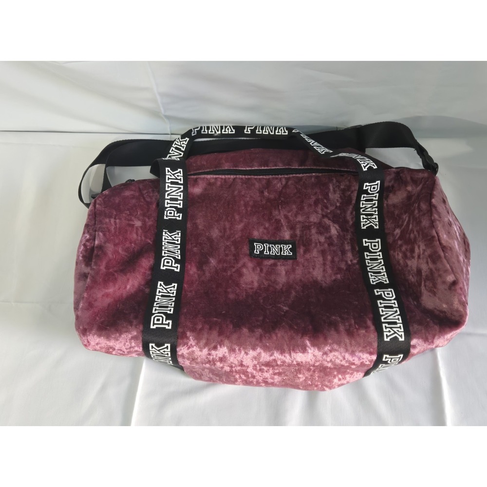 Victoria's Secret PINK Duffel Weekender Gym Bag Pink Crushed Velvet Y2K Barbie